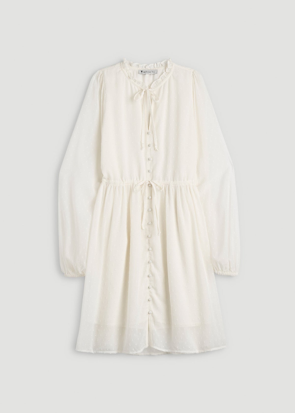 Peasant Chiffon Mini Dress for Tall Women in Antique White