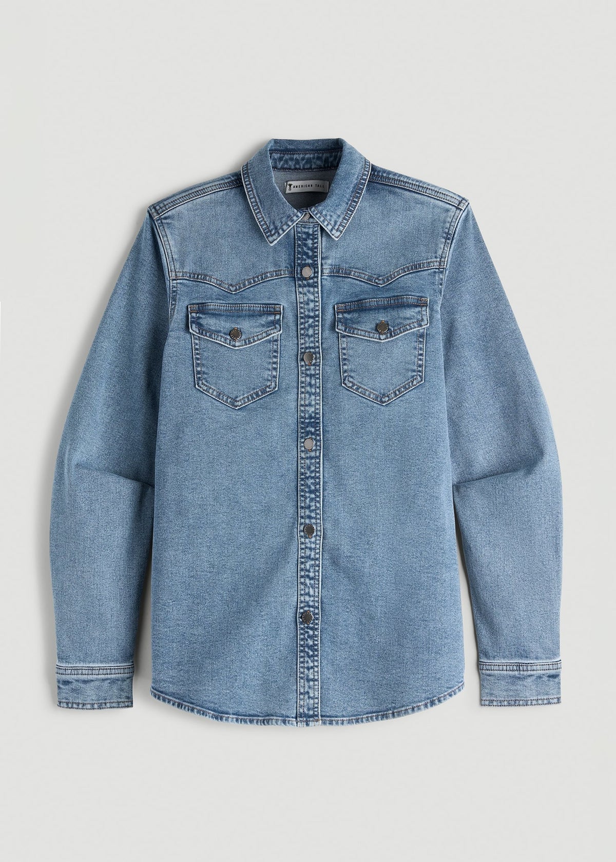 Western Denim Shirt for Tall Women in Heritage Faded