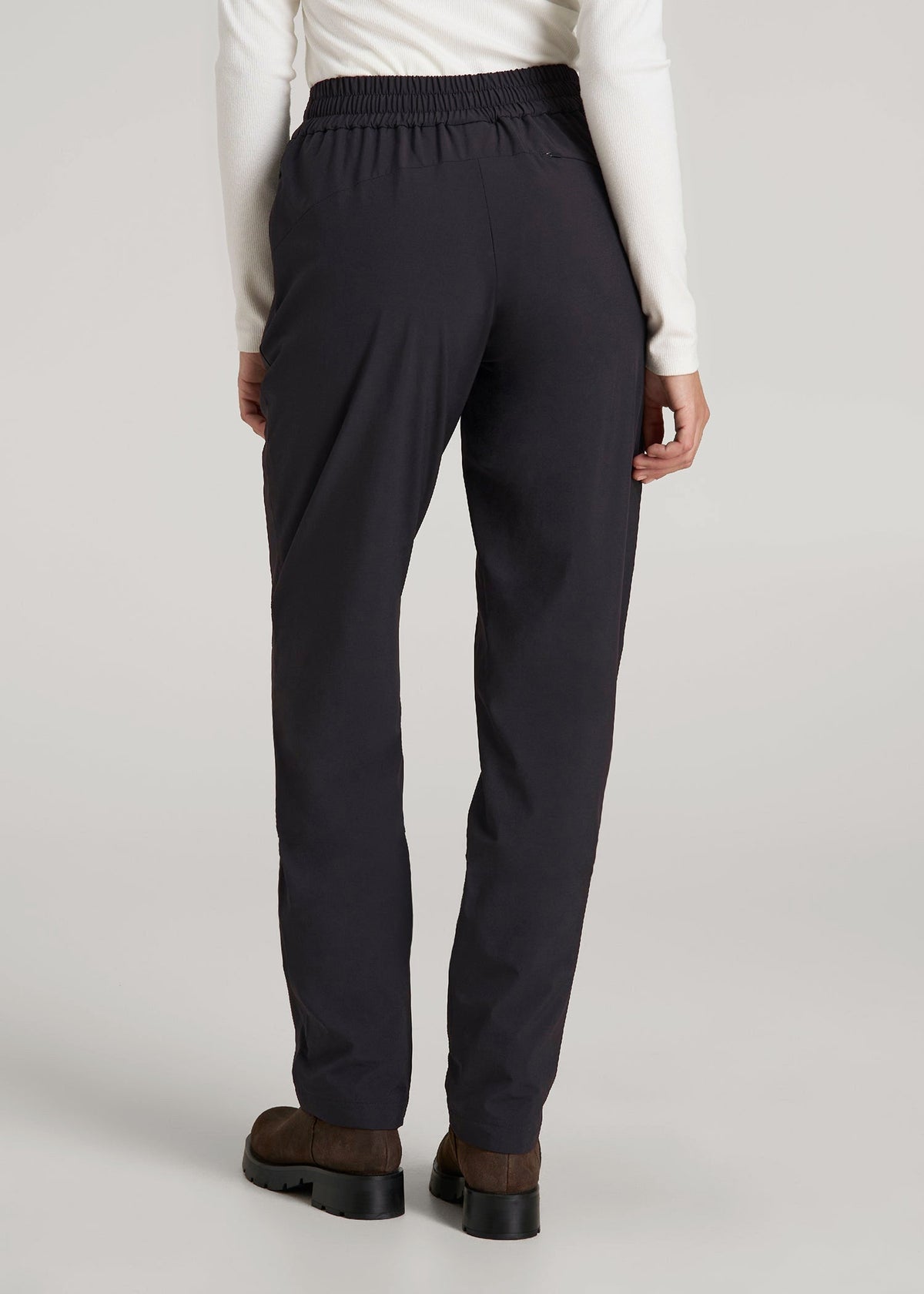 Pull On Fleece Lined Trouser Pants for Tall Women in Black
