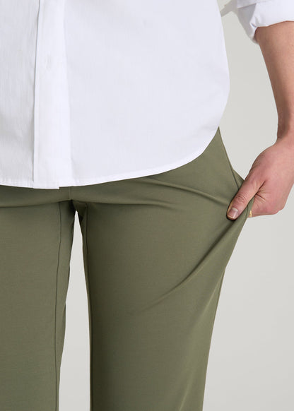 Freedom Flex Slim Straight Leg Dress Pants for Tall Women in Olive