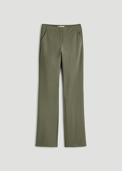 Freedom Flex Slim Straight Leg Dress Pants for Tall Women in Olive