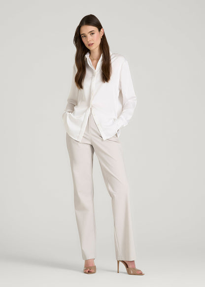 Freedom Flex Straight Leg Dress Pants for Tall Women in White Sand