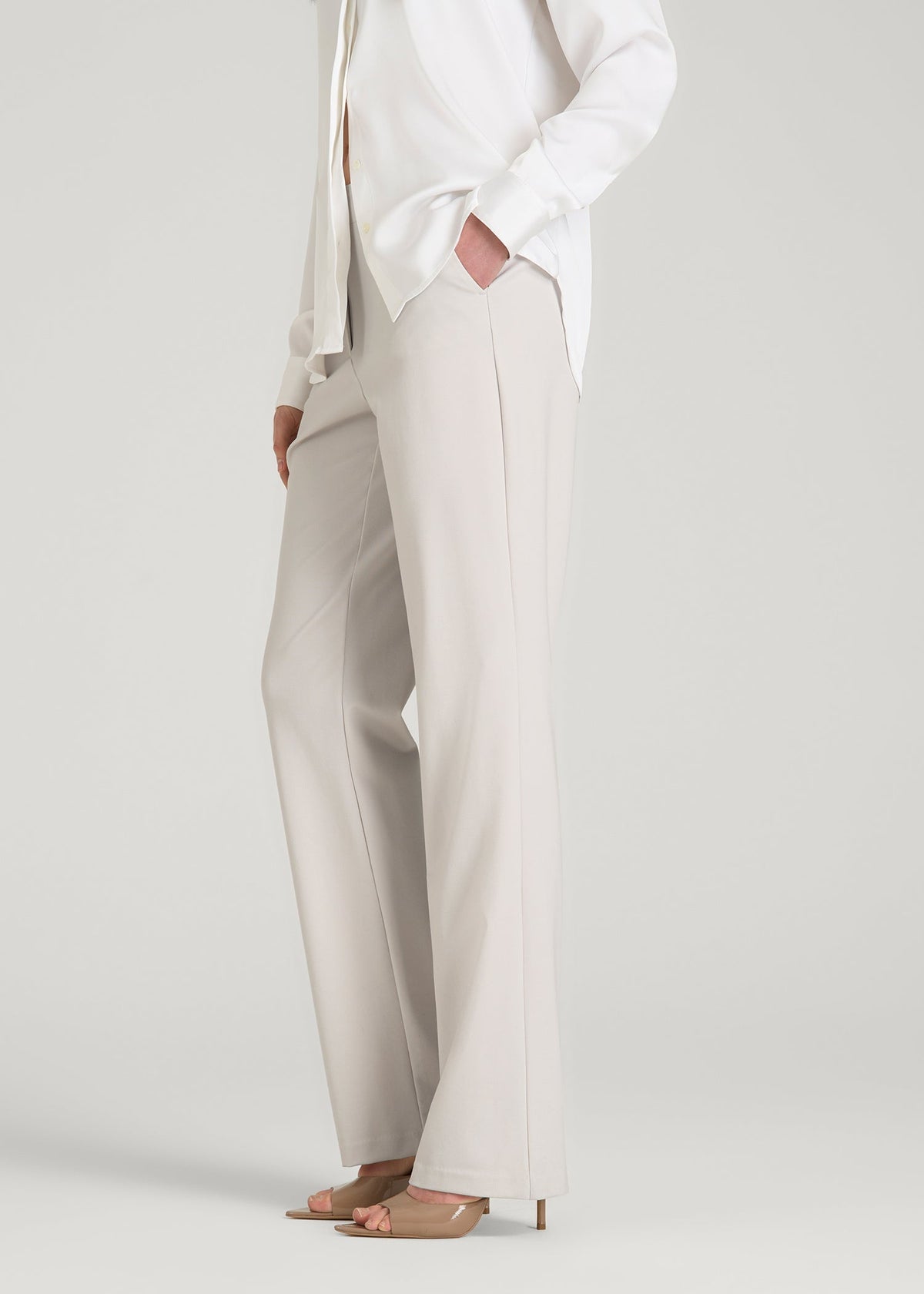 Freedom Flex Straight Leg Dress Pants for Tall Women in White Sand