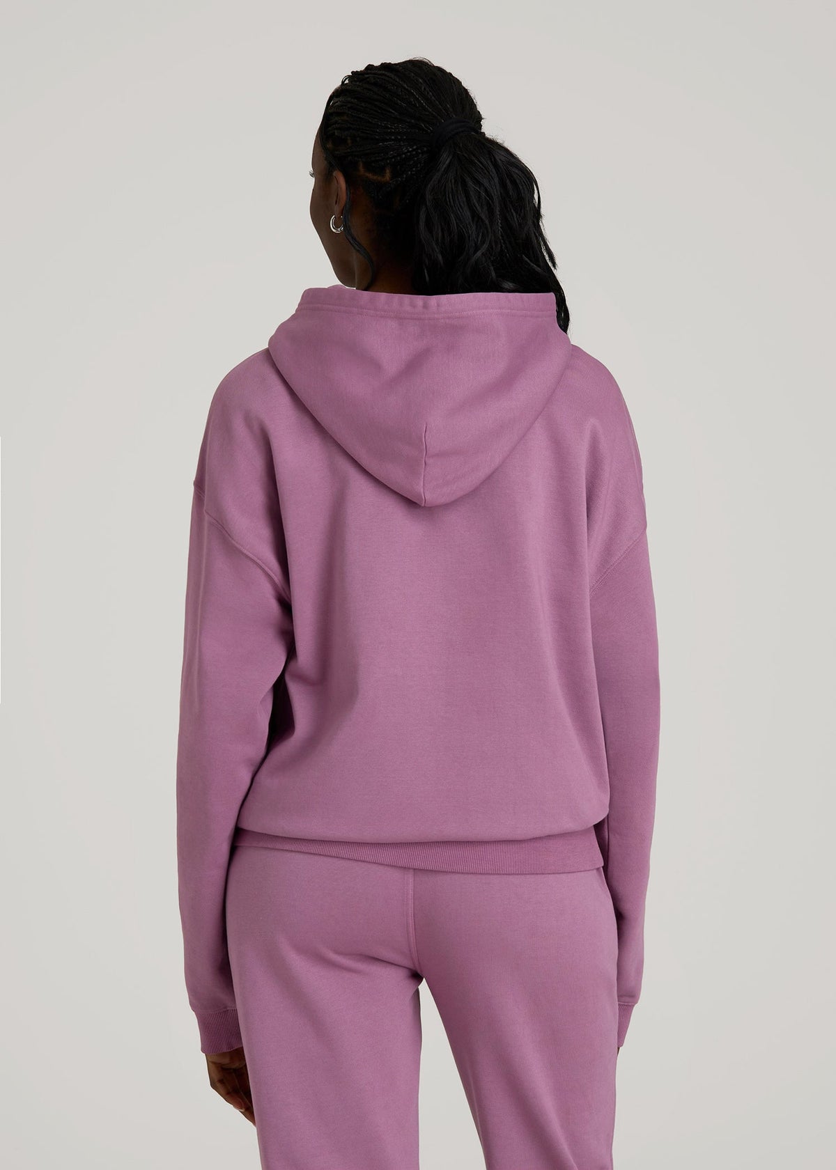 Garment Dyed Hoodie for Tall Women in Argyle Purple