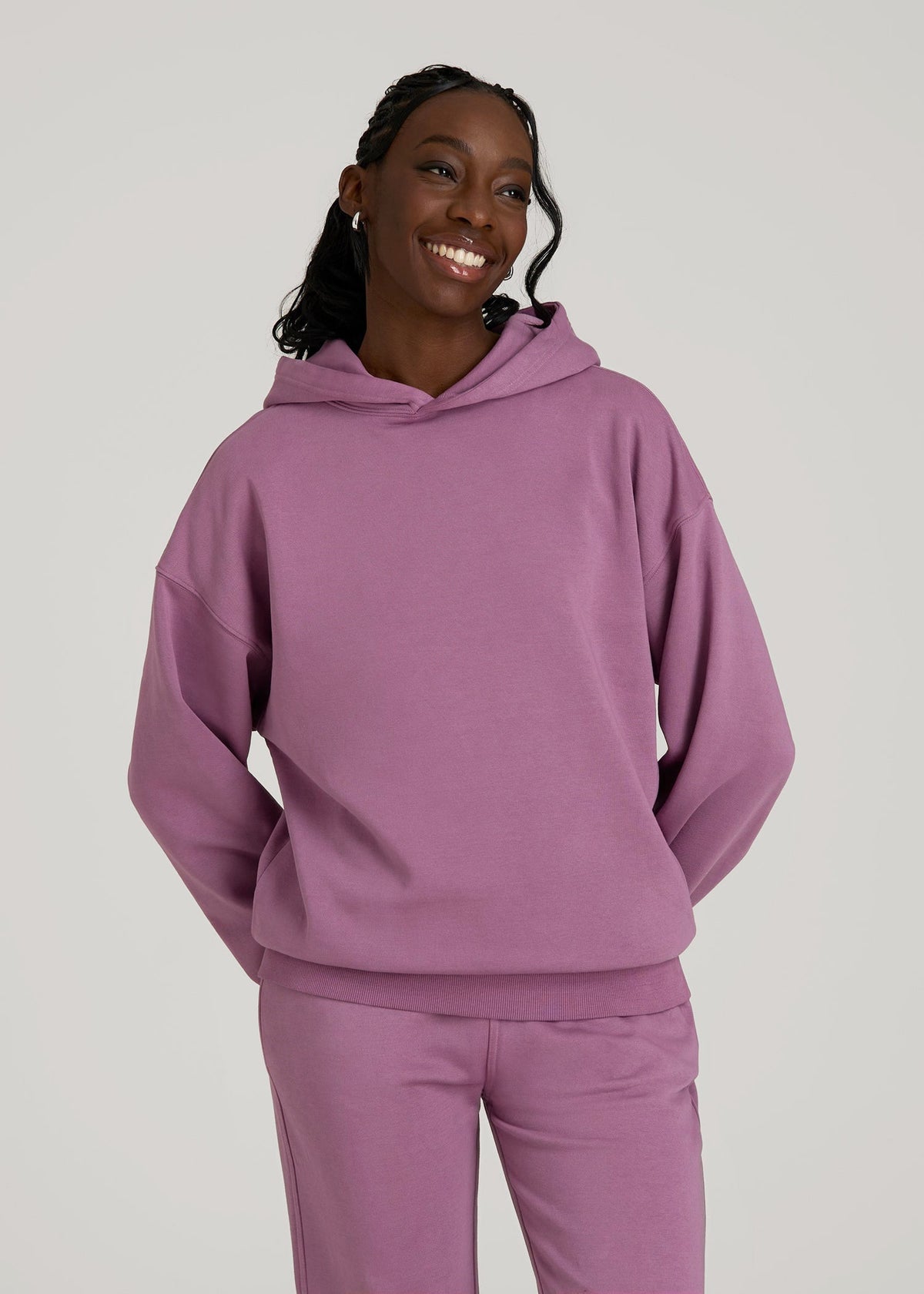 Garment Dyed Hoodie for Tall Women in Argyle Purple
