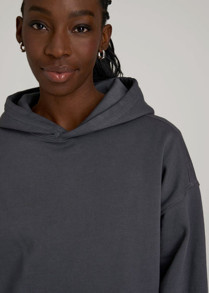 Garment Dyed Hoodie for Tall Women in Charcoal Rinse