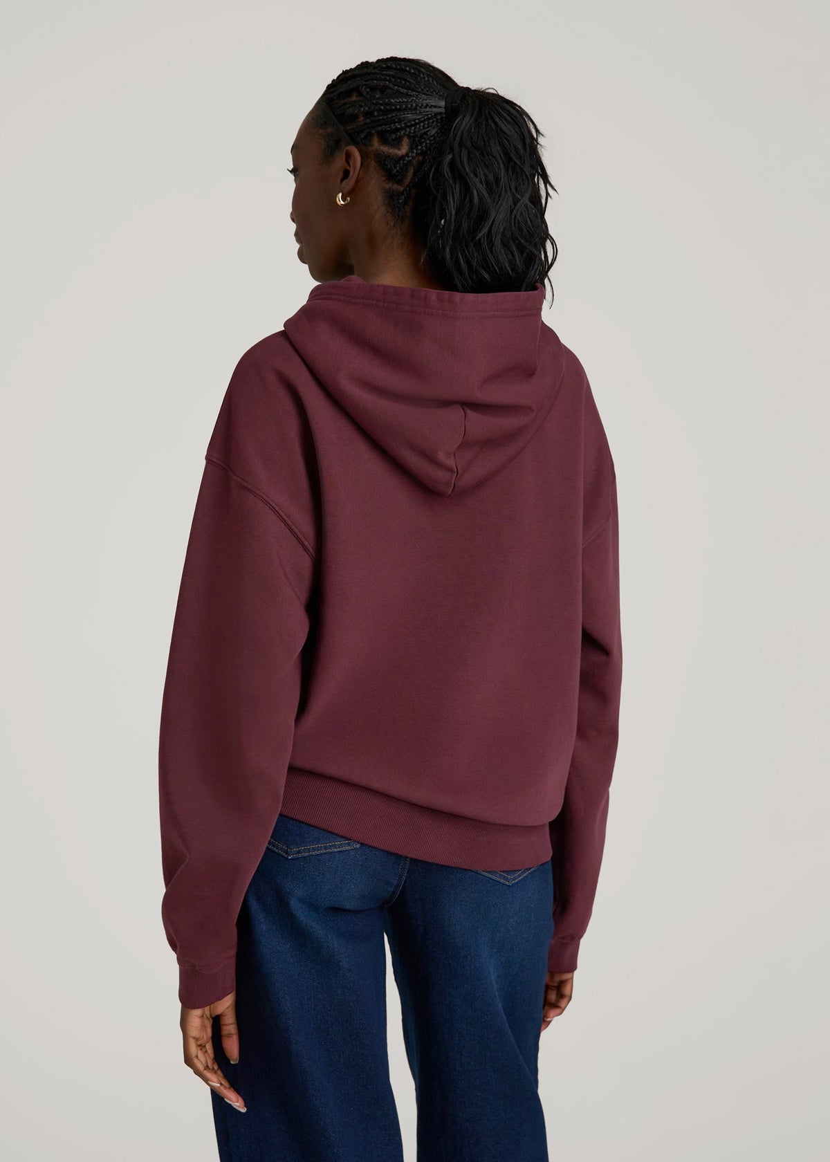 Garment Dyed Hoodie for Tall Women in Tawny Port