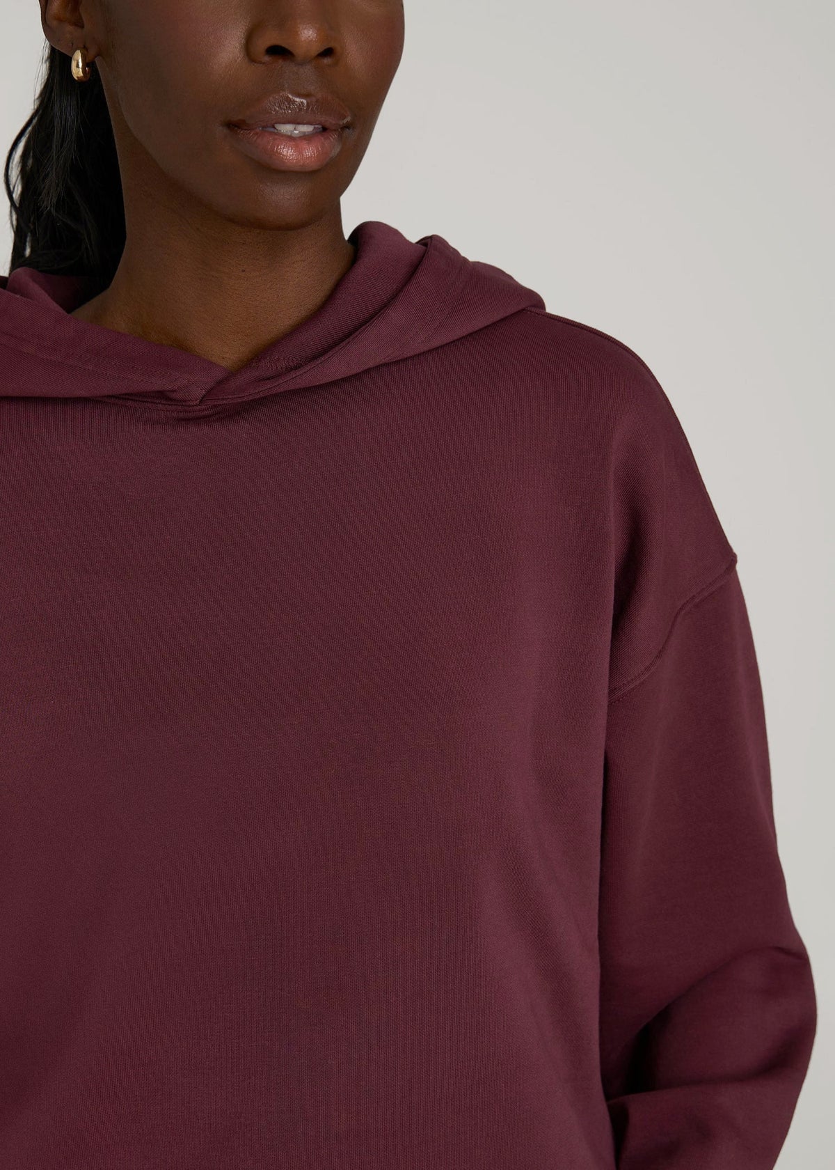 Garment Dyed Hoodie for Tall Women in Tawny Port
