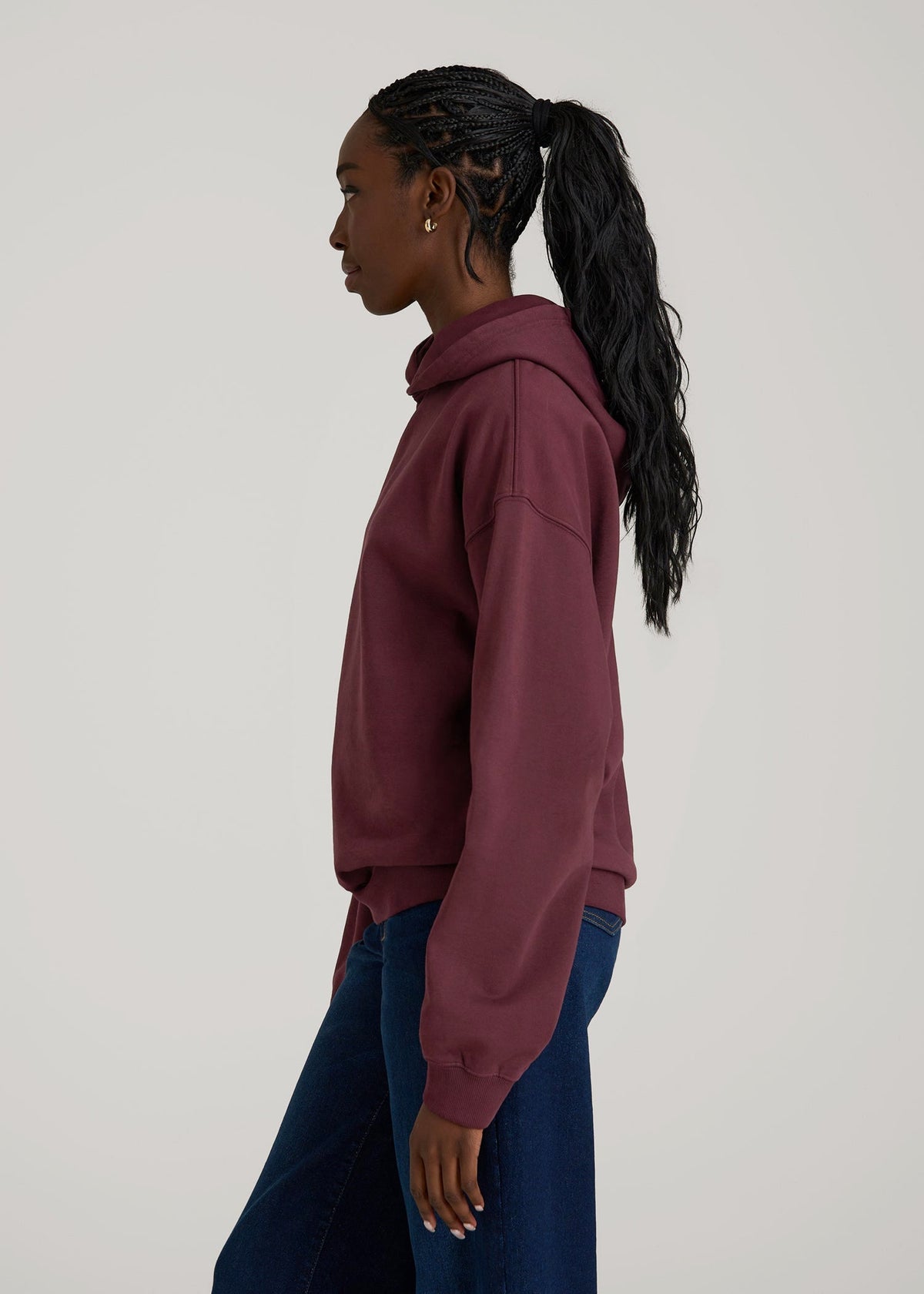 Garment Dyed Hoodie for Tall Women in Tawny Port