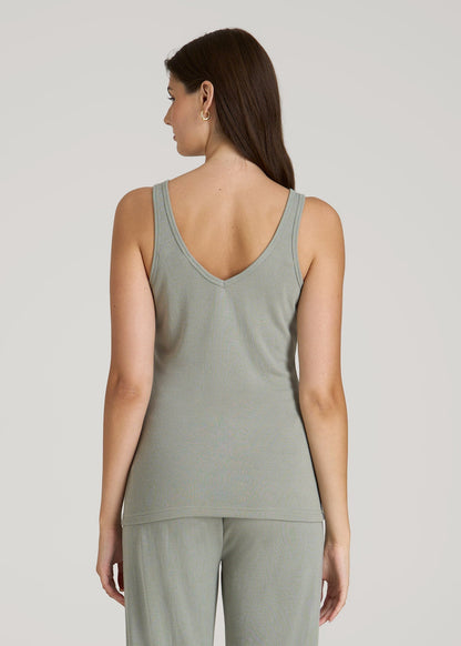 Waffle Tank Top for Tall Women in Seagrass