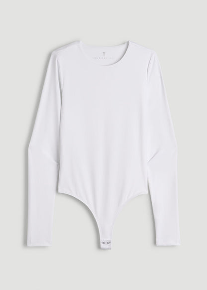 Long Sleeve Bodysuit for Tall Women in Bright White