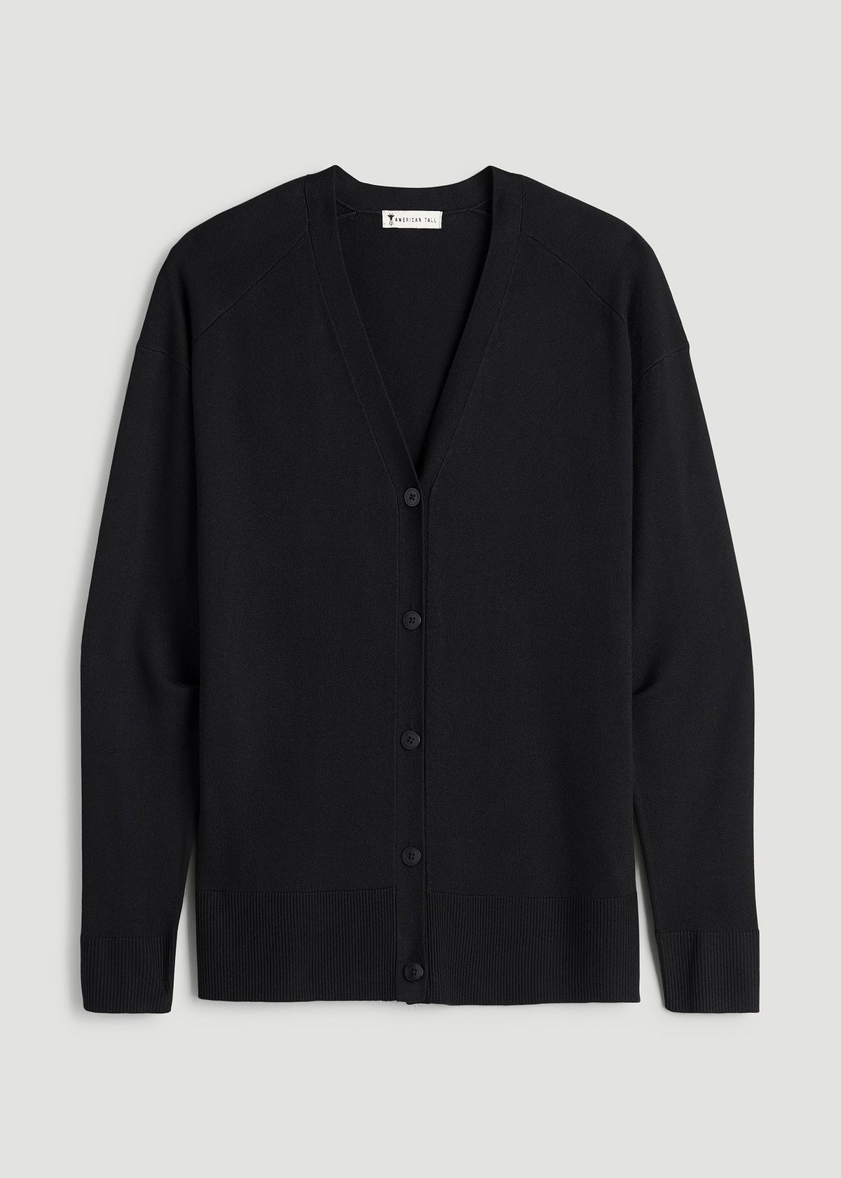 Linen Blend Knit Cardigan for Tall Women in Black
