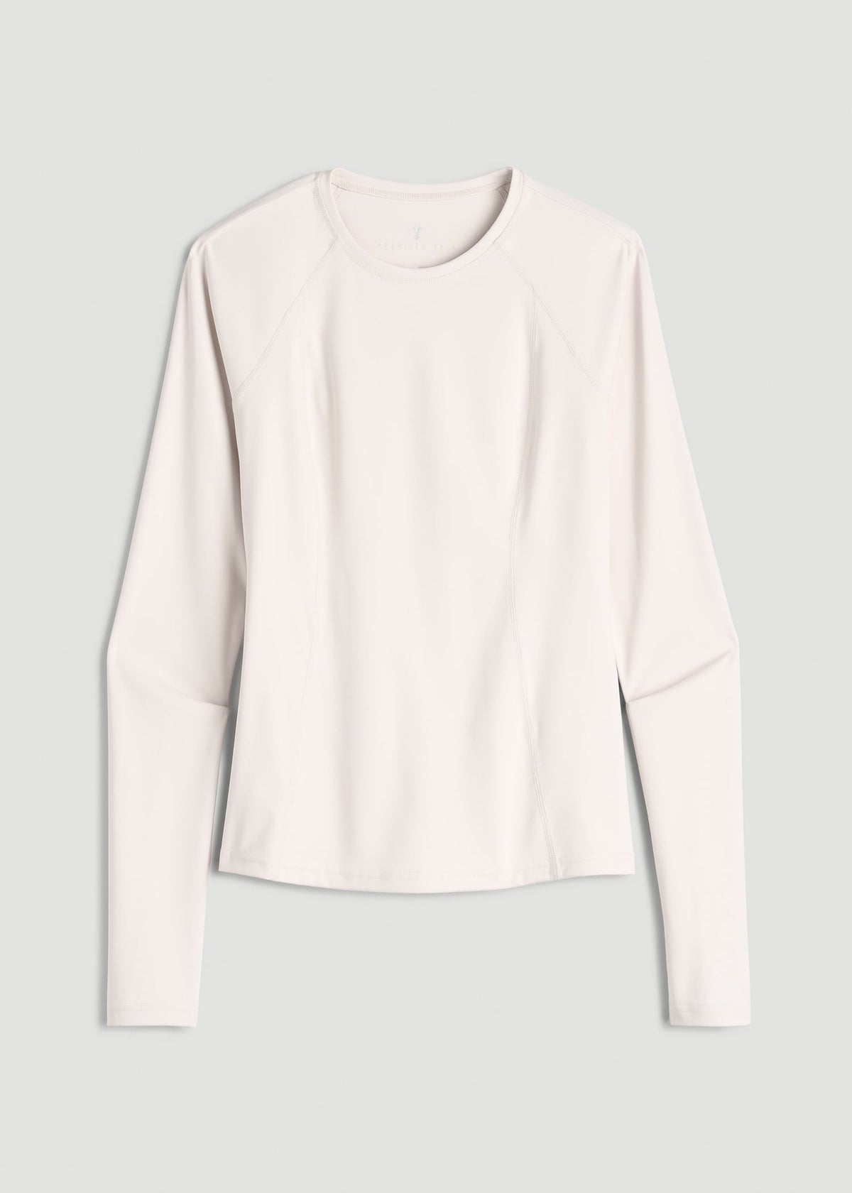 Long Sleeve Crewneck Rashguard for Tall Women in White Sand