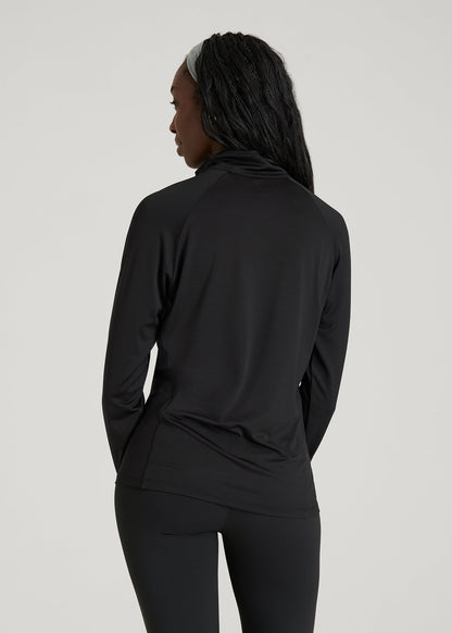 Long Sleeve Quarter-Zip Pullover for Tall Women in Black
