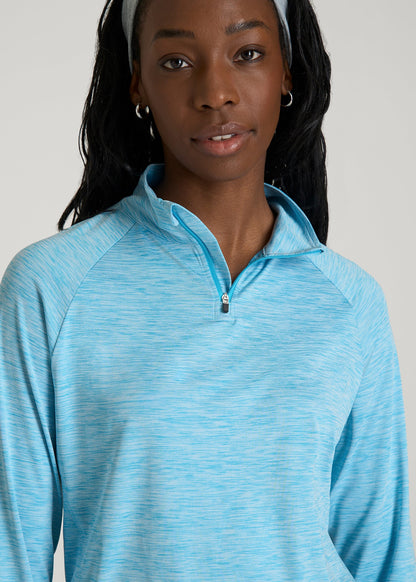 Long Sleeve Quarter-Zip Pullover for Tall Women in Spring Blue Mix