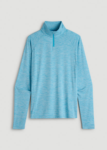 Long Sleeve Quarter-Zip Pullover for Tall Women in Spring Blue Mix