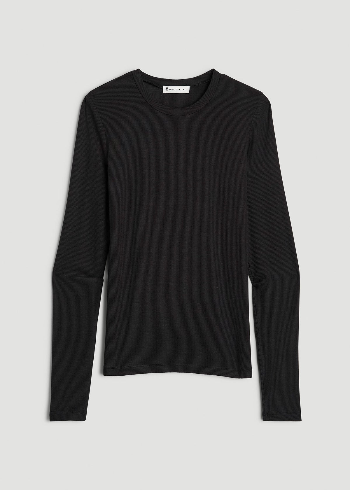 FITTED Ribbed Long Sleeve Tee for Tall Women in Black