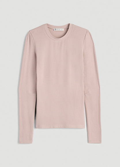FITTED Ribbed Long Sleeve Tee for Tall Women in Desert Rose