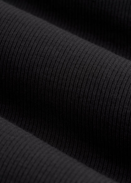 Fitted Long Sleeve Ribbed Turtleneck Tee for Tall Women in Black