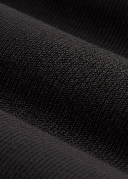 Fitted Ribbed Long Sleeve Henley for Tall Women in Black