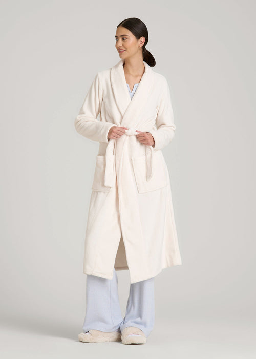 Lounge Robe for Tall Women in White Alyssum