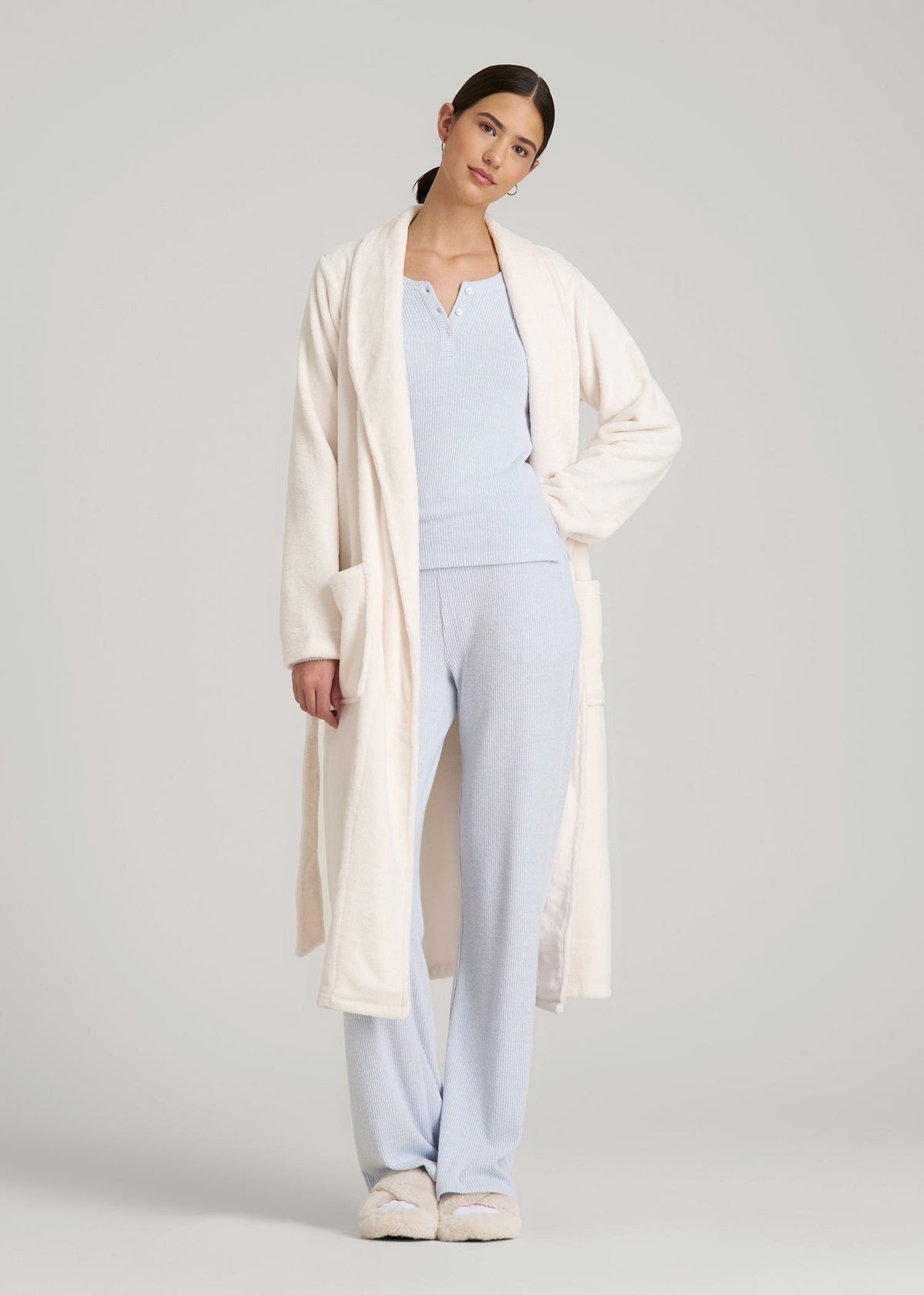 Lounge Robe for Tall Women in White Alyssum