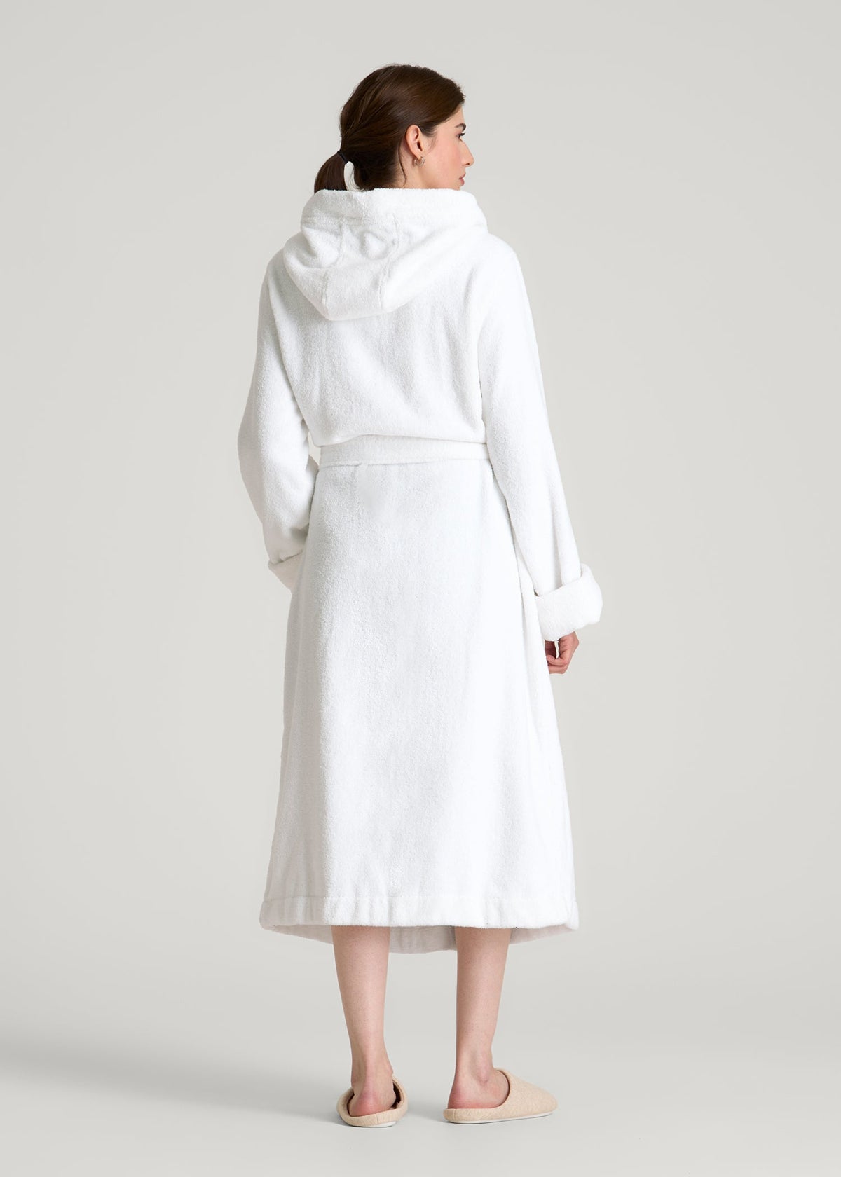 Luxe Zero Twist Cotton Hotel Robe for Tall Women in White
