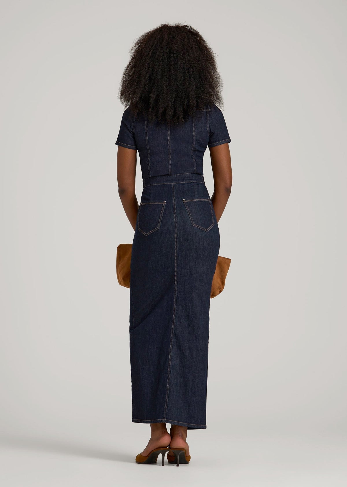 Maxi Denim Dress for Tall Women in Rinse Wash