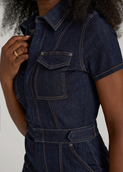 Maxi Denim Dress for Tall Women in Rinse Wash