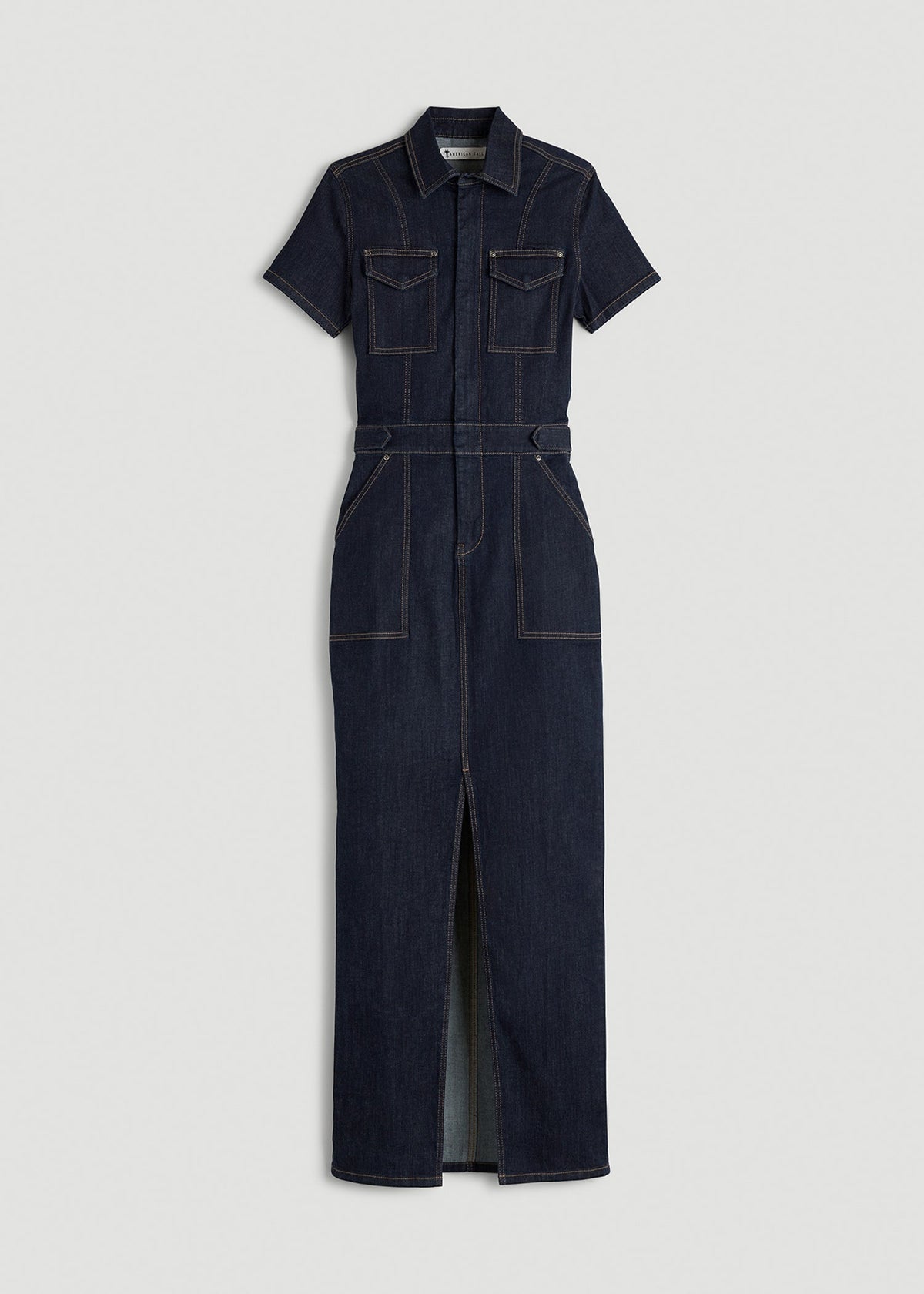 Maxi Denim Dress for Tall Women in Rinse Wash