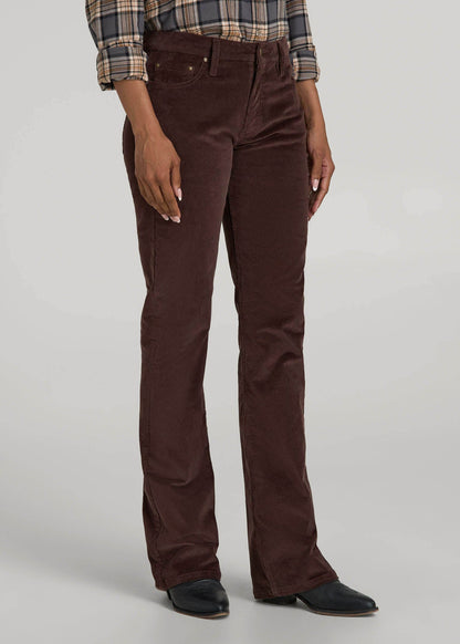 Mid-Rise Mini Bootcut Corduroy Pants for Tall Women in Espresso