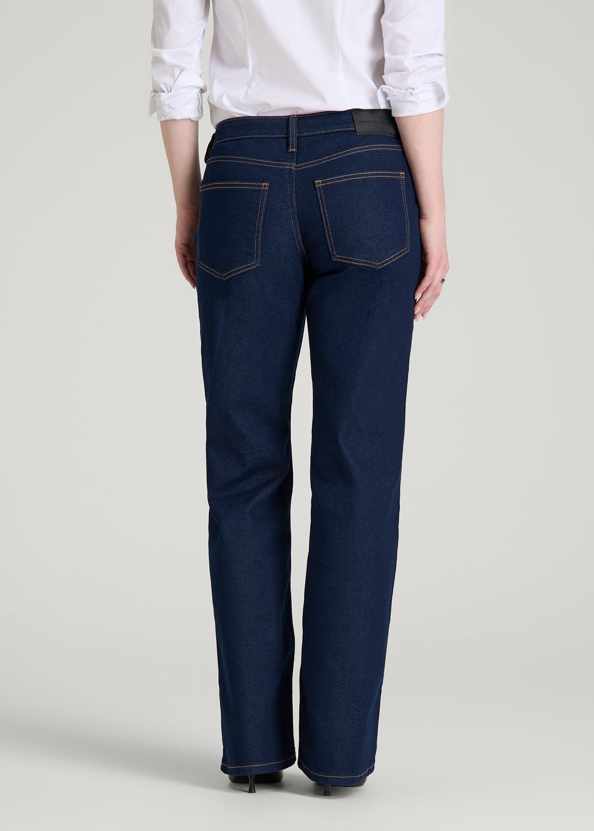 Mid-Rise Relaxed Fit Jeans for Tall Women in Deep Indigo Wash
