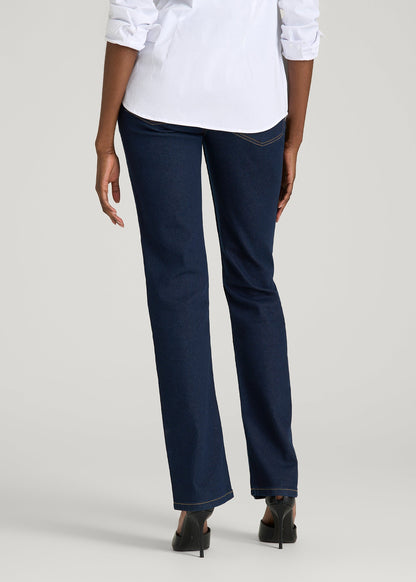 Mid-Rise Straight Fit Jeans for Tall Women in Deep Indigo Wash
