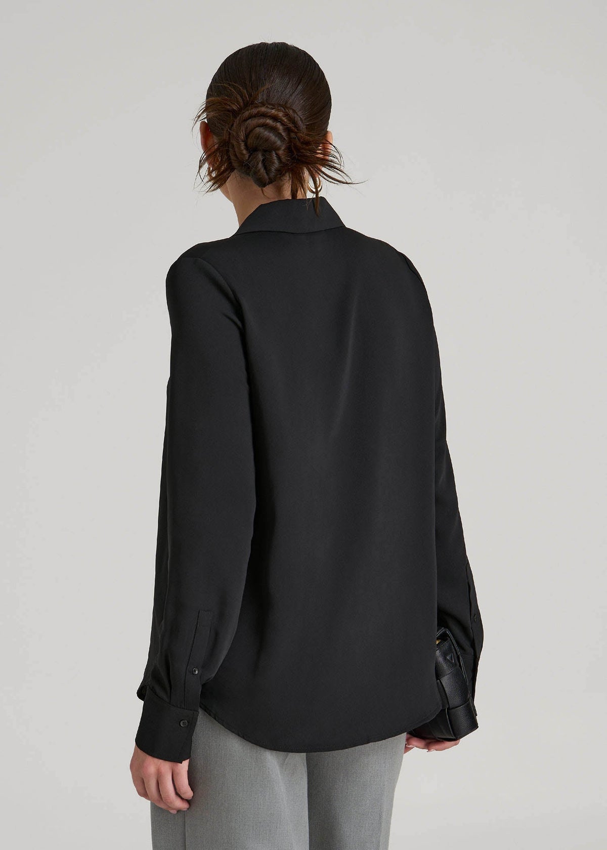 Notch Collar Blouse for Tall Women in Black