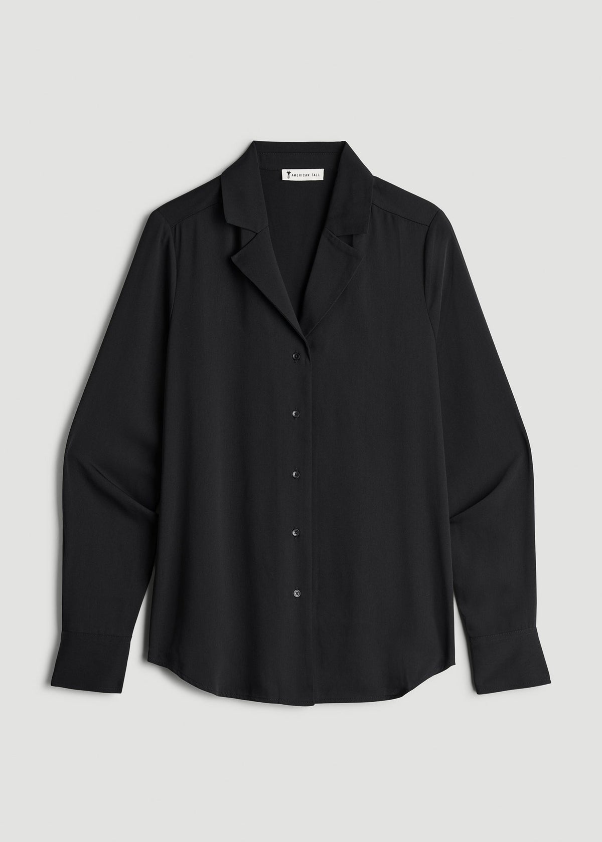 Notch Collar Blouse for Tall Women in Black