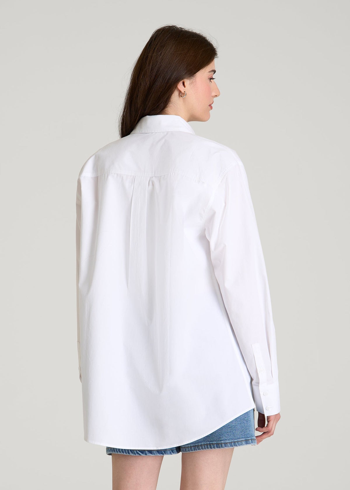 Oversized Poplin Button for Tall Women Shirt in White