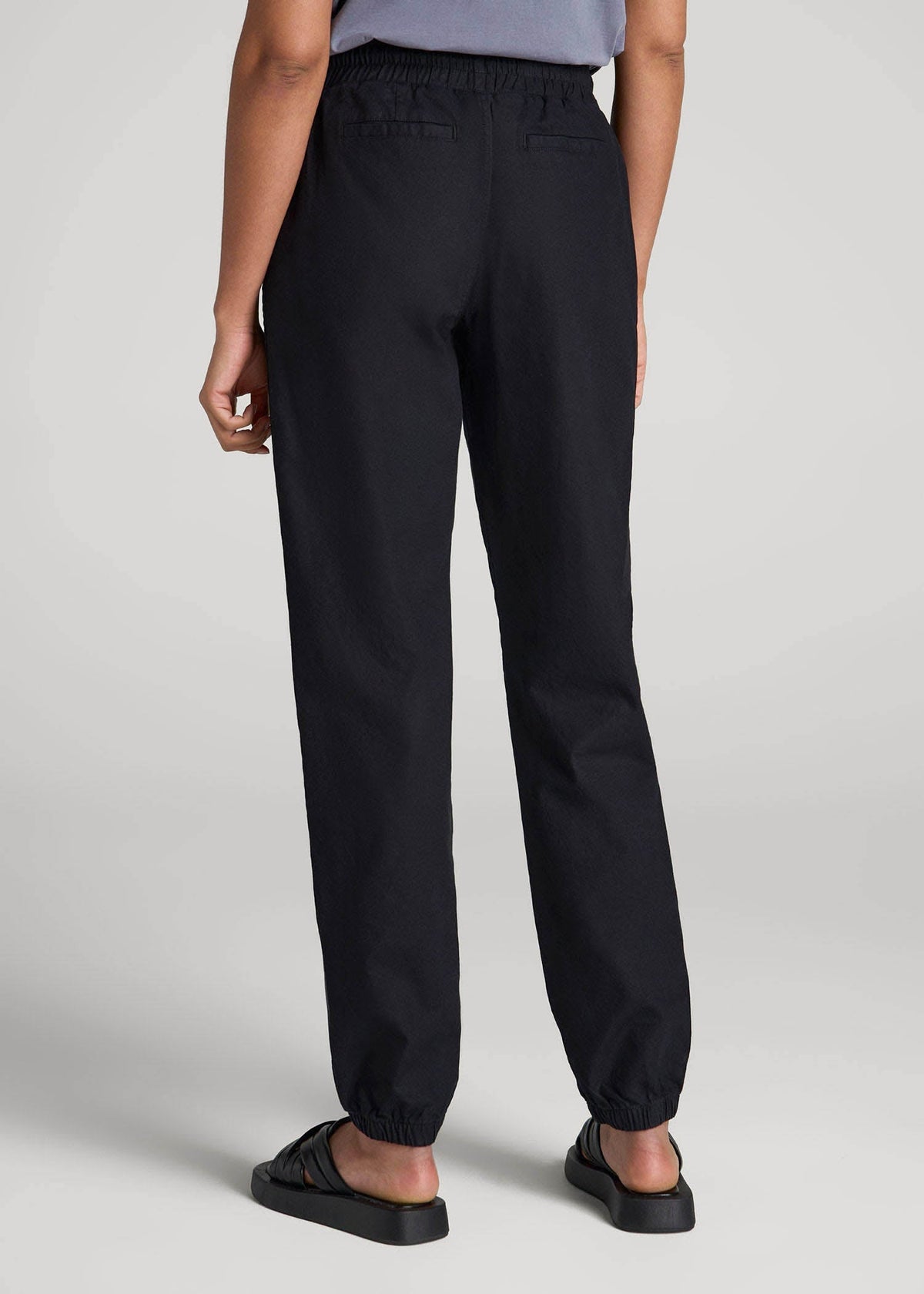 Pull-On Linen Joggers for Tall Women in Black