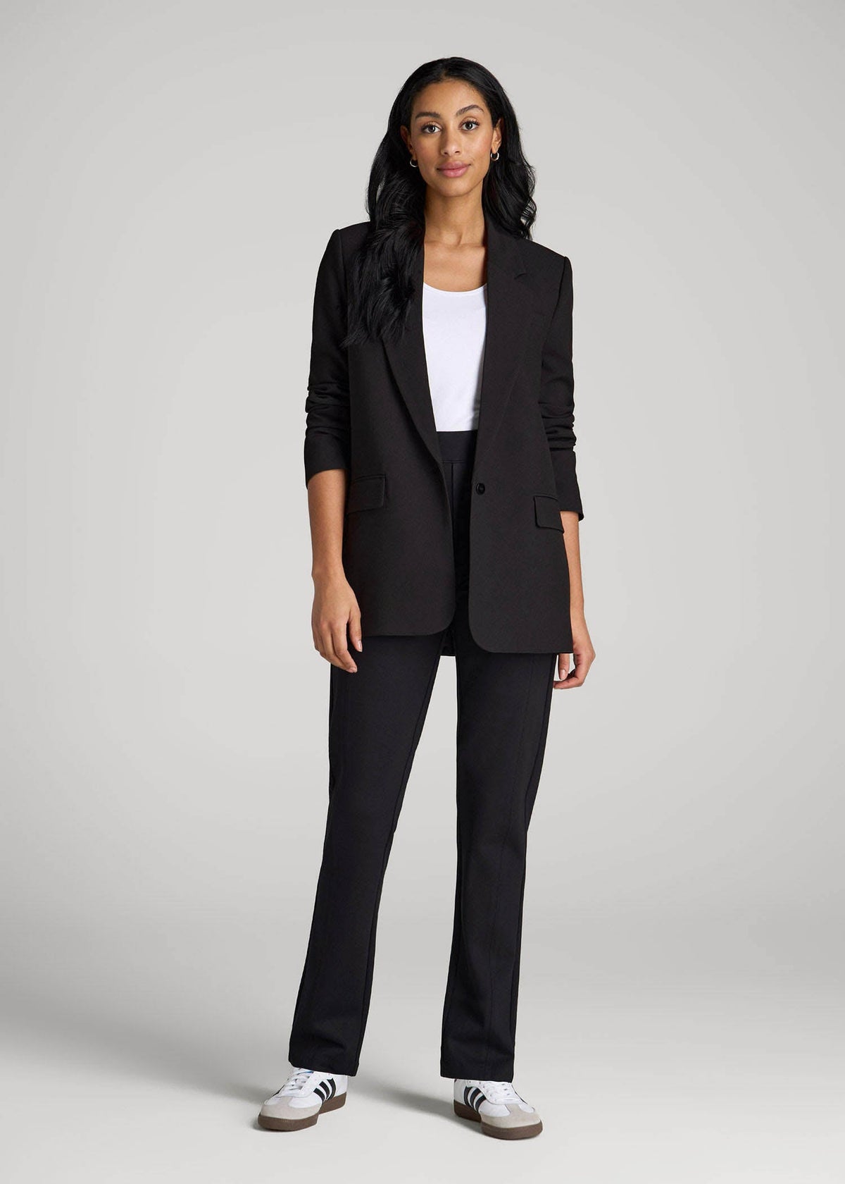 Pull-On Slim Dress Pants for Tall Women in Black
