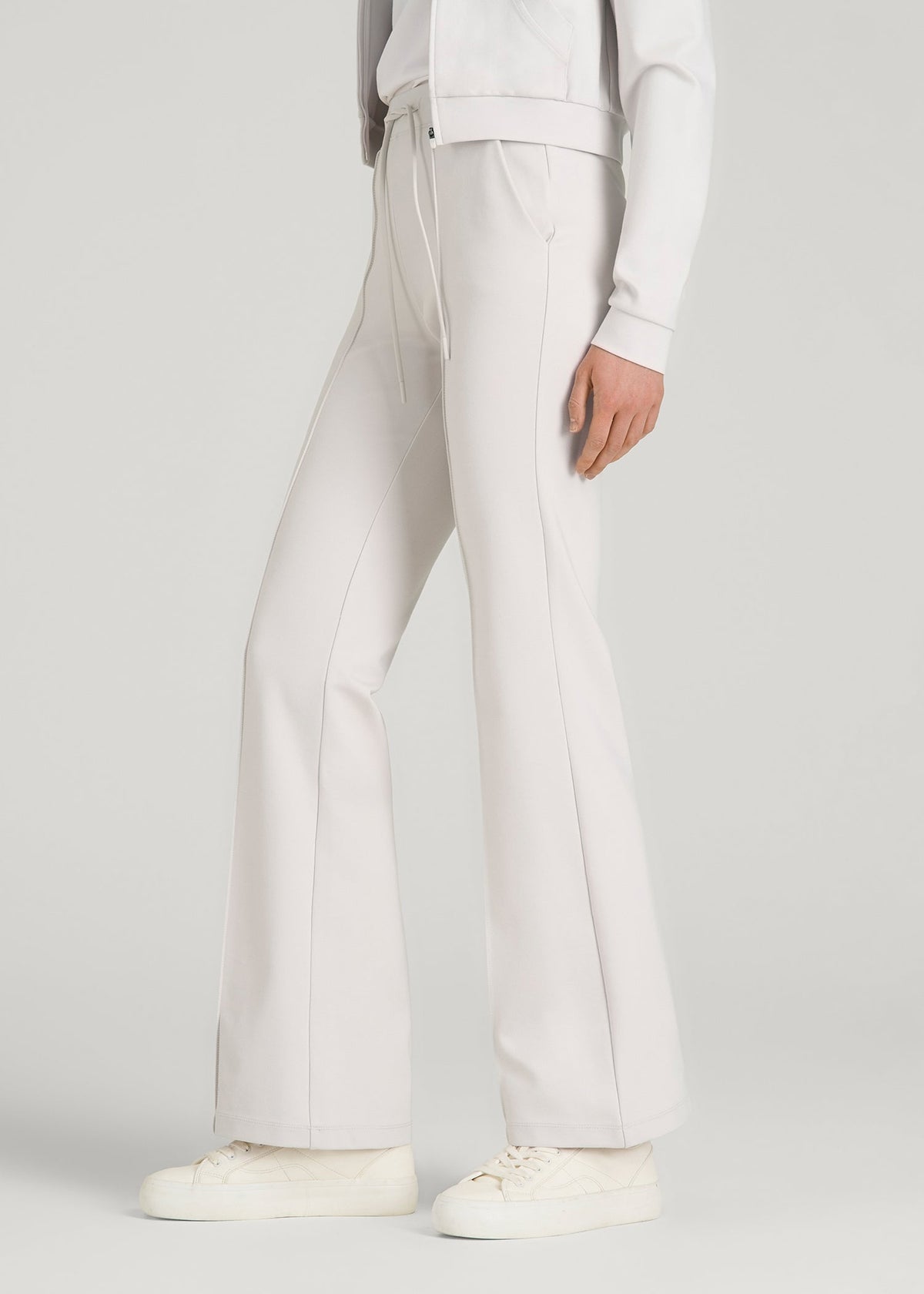 Flex Ponte Flare Pants with Drawcord for Tall Women in White Sand