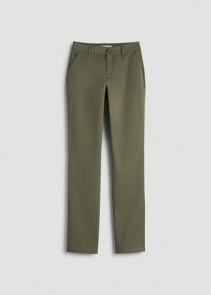 Stretch Commuter Tapered Fit Chino Pants for Tall Women in Olive