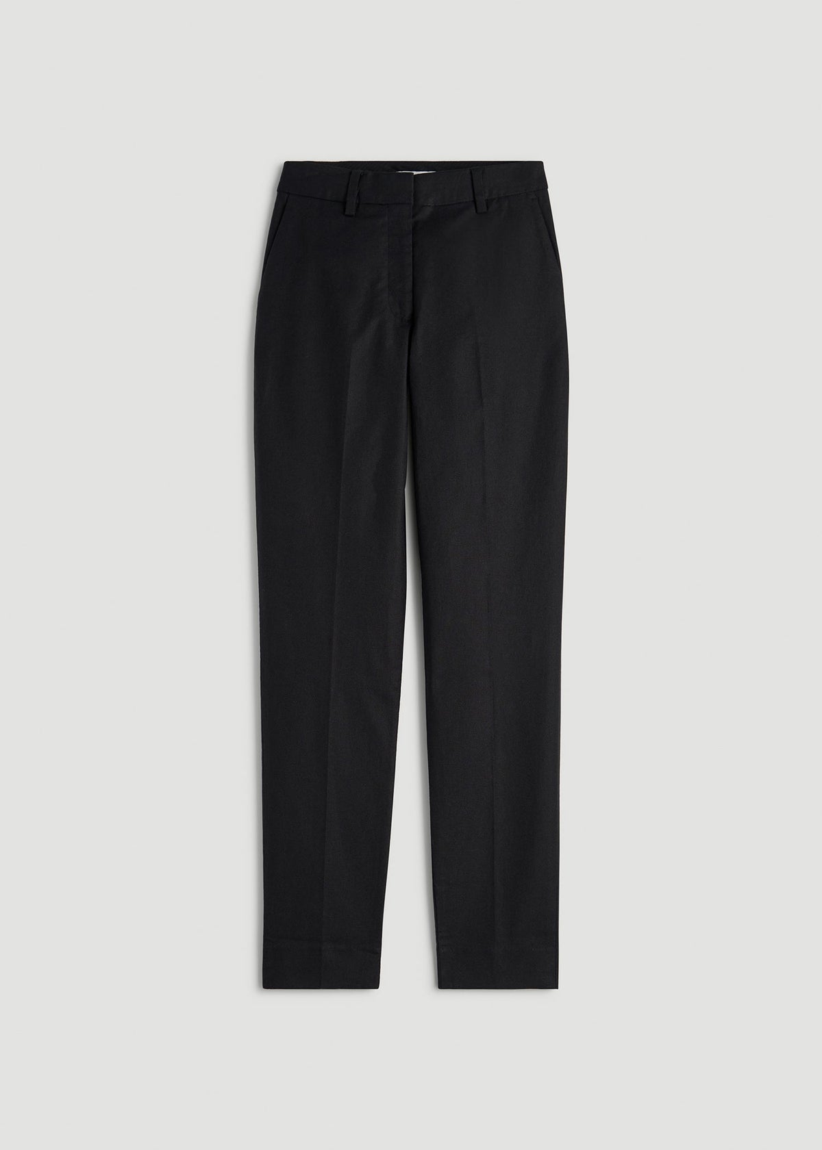 Stretch Linen Blend Dress Pants for Tall Women in Black