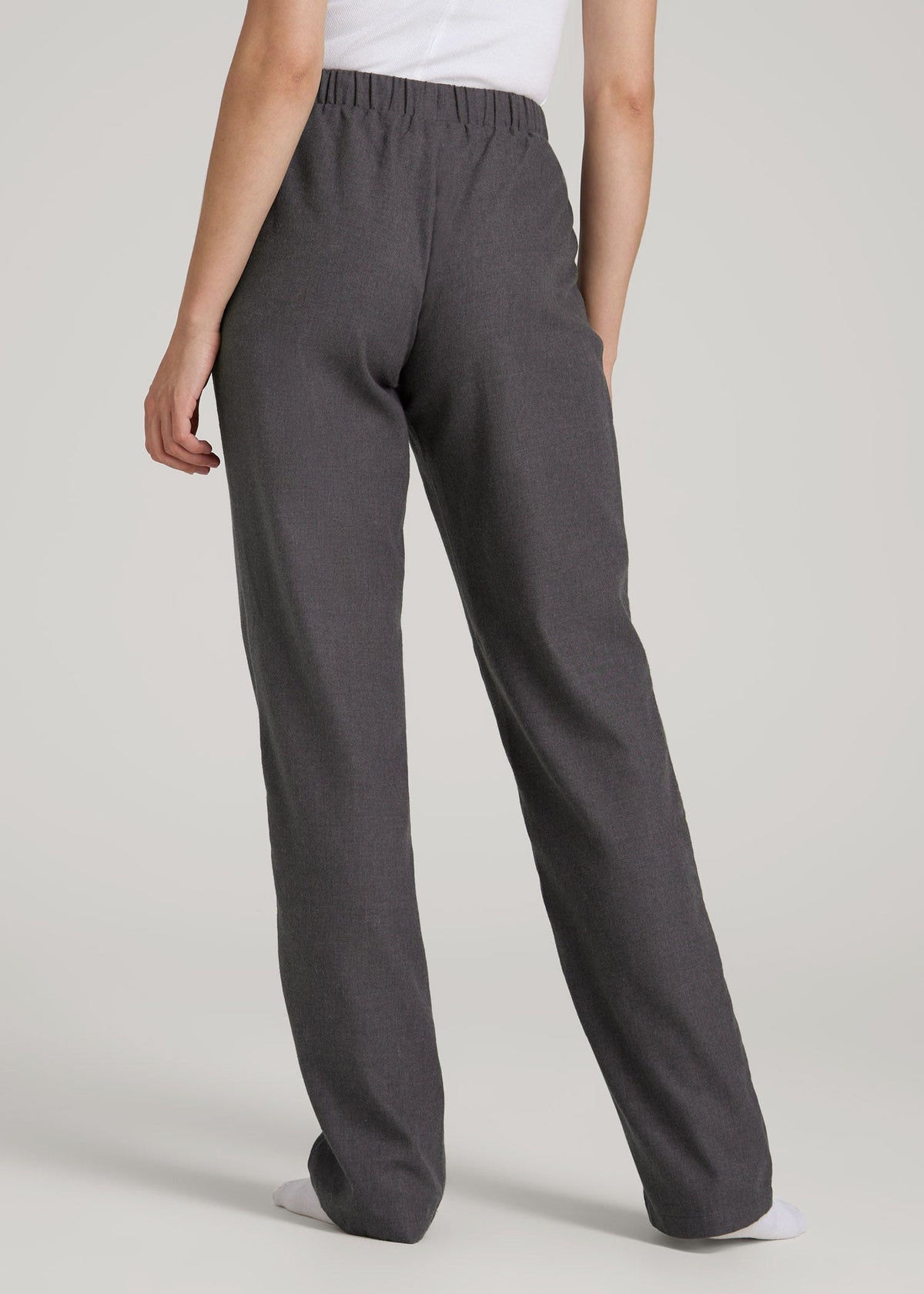 Open-Bottom Flannel Pajama Pants for Tall Women in Charcoal Flannel