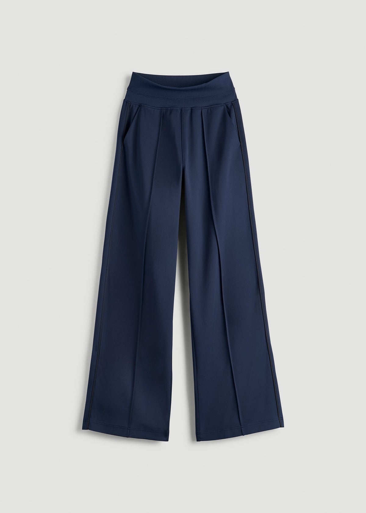 Track Pants with Piping for Tall Women in Navy