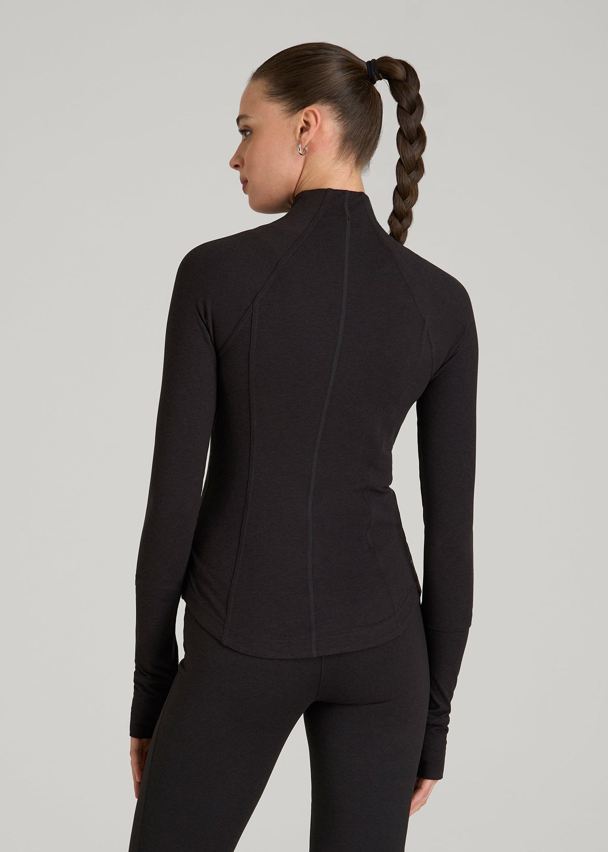 Ultra Soft Athletic Zip Up Jacket for Tall Women in Black Mix