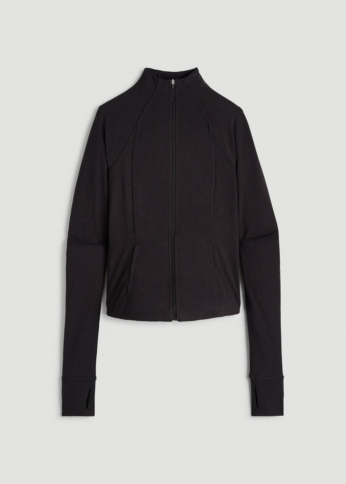 Ultra Soft Athletic Zip Up Jacket for Tall Women in Black Mix