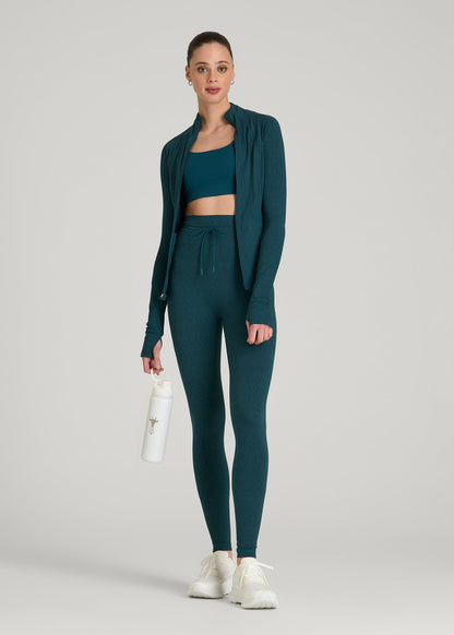 Ultra Soft Yoga Leggings for Tall Women in Deep Teal Mix