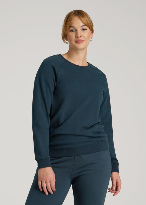 Wearever French Terry Crewneck Sweatshirt for Tall Women in Bright Navy