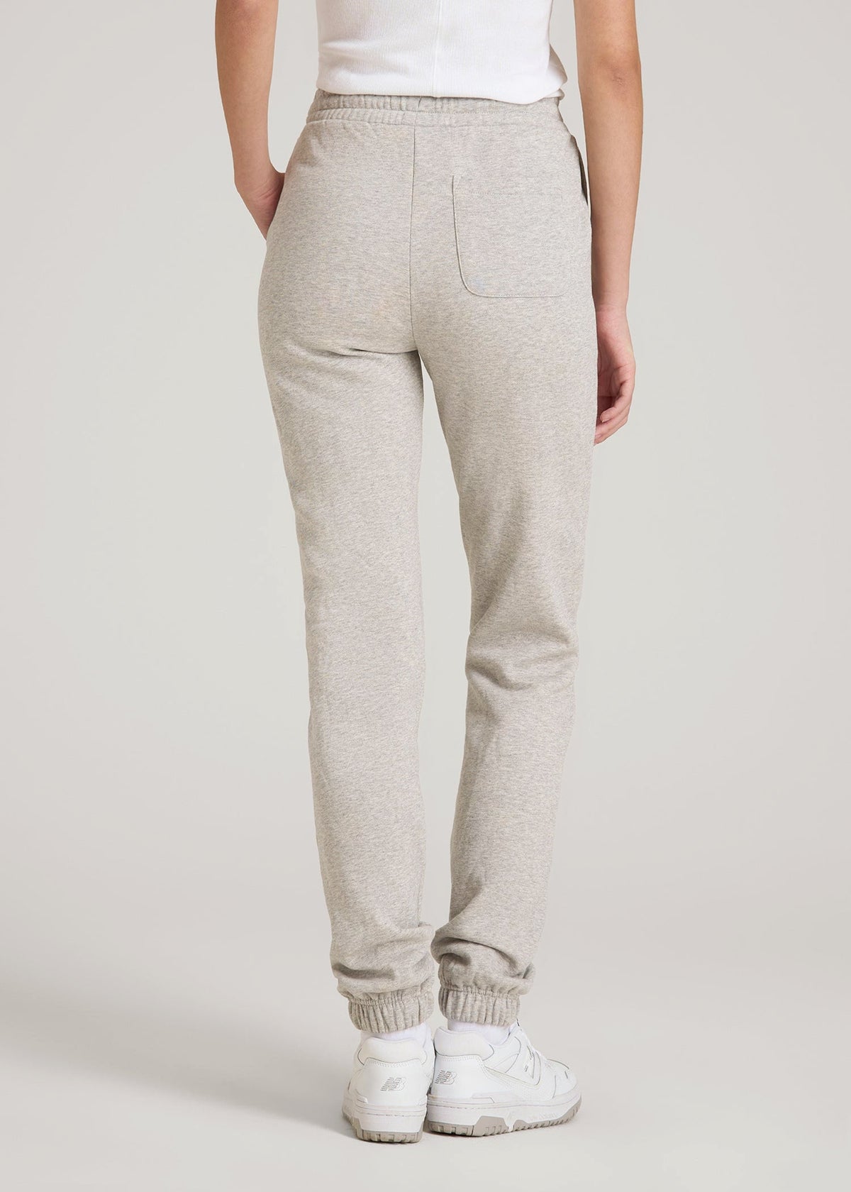 Wearever Fleece Slim Fit High-Waisted Garment Dye Sweatpants for Tall Women in Grey Mix