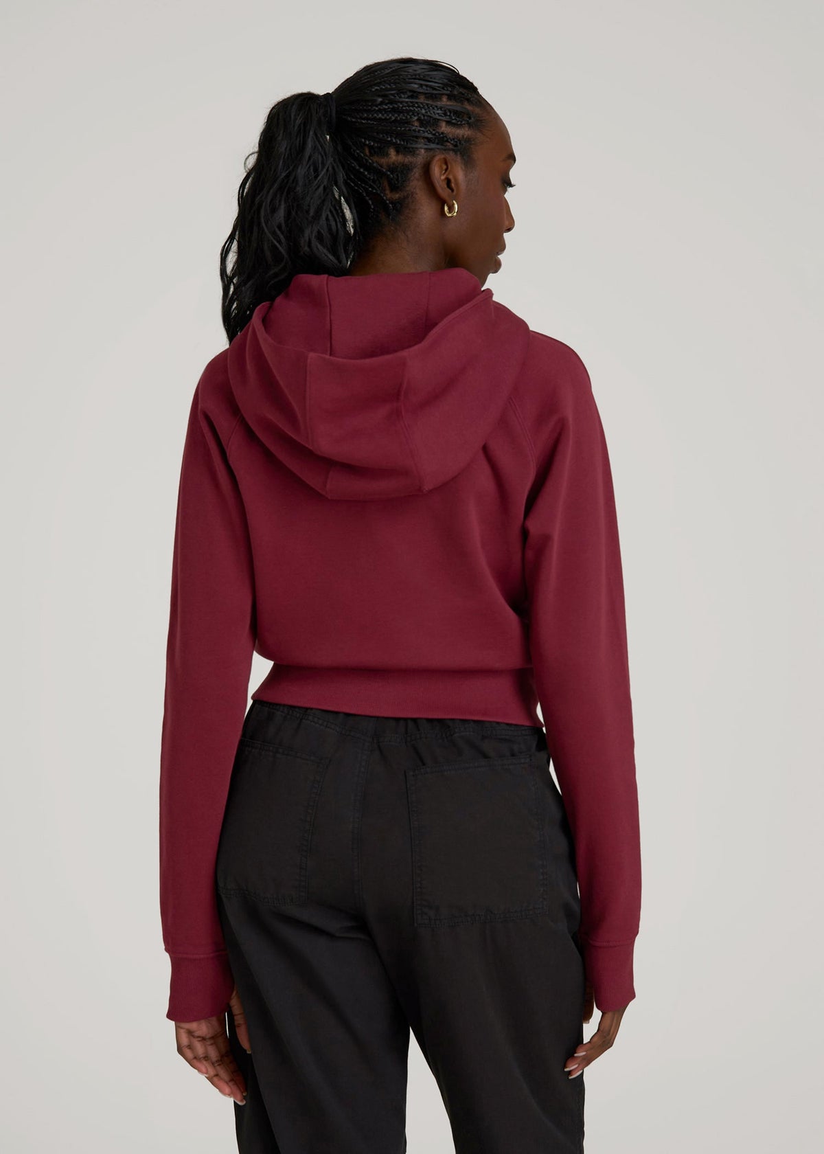 Wearever Fleece Cropped Zip-Up Hoodie for Tall Women in Tawny Port