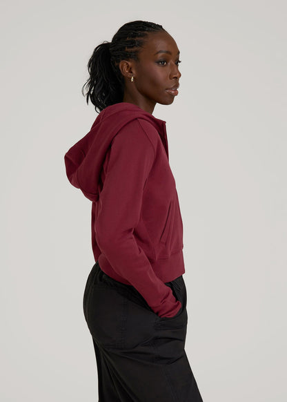 Wearever Fleece Cropped Zip-Up Hoodie for Tall Women in Tawny Port